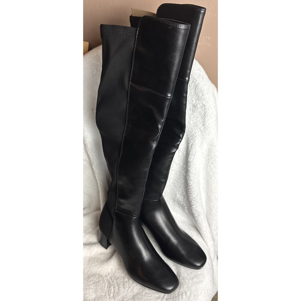 Calvin Klein Womens Black Kc Pemmie Block Heel Knee High Tall Shaft Boots 6.5 M